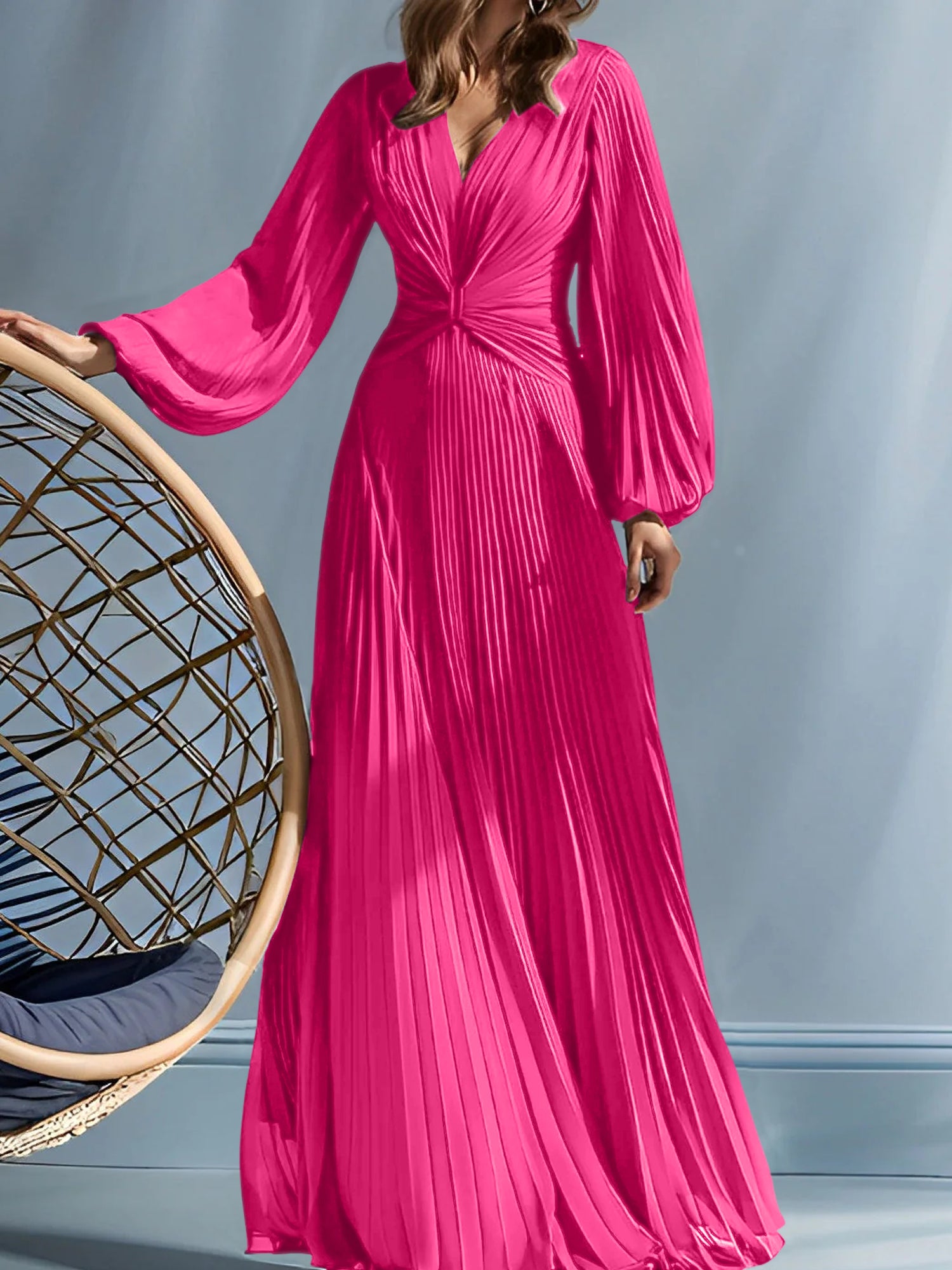 V-Neck A-Line Princess Gown for the Mother of the Bride with Ruched Detail-BMbridal