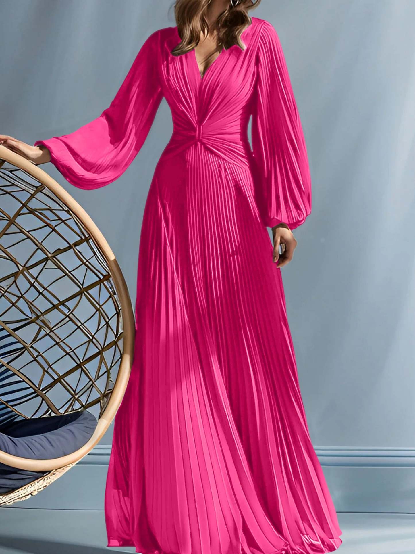 V-Neck A-Line Princess Gown for the Mother of the Bride with Ruched Detail-BMbridal