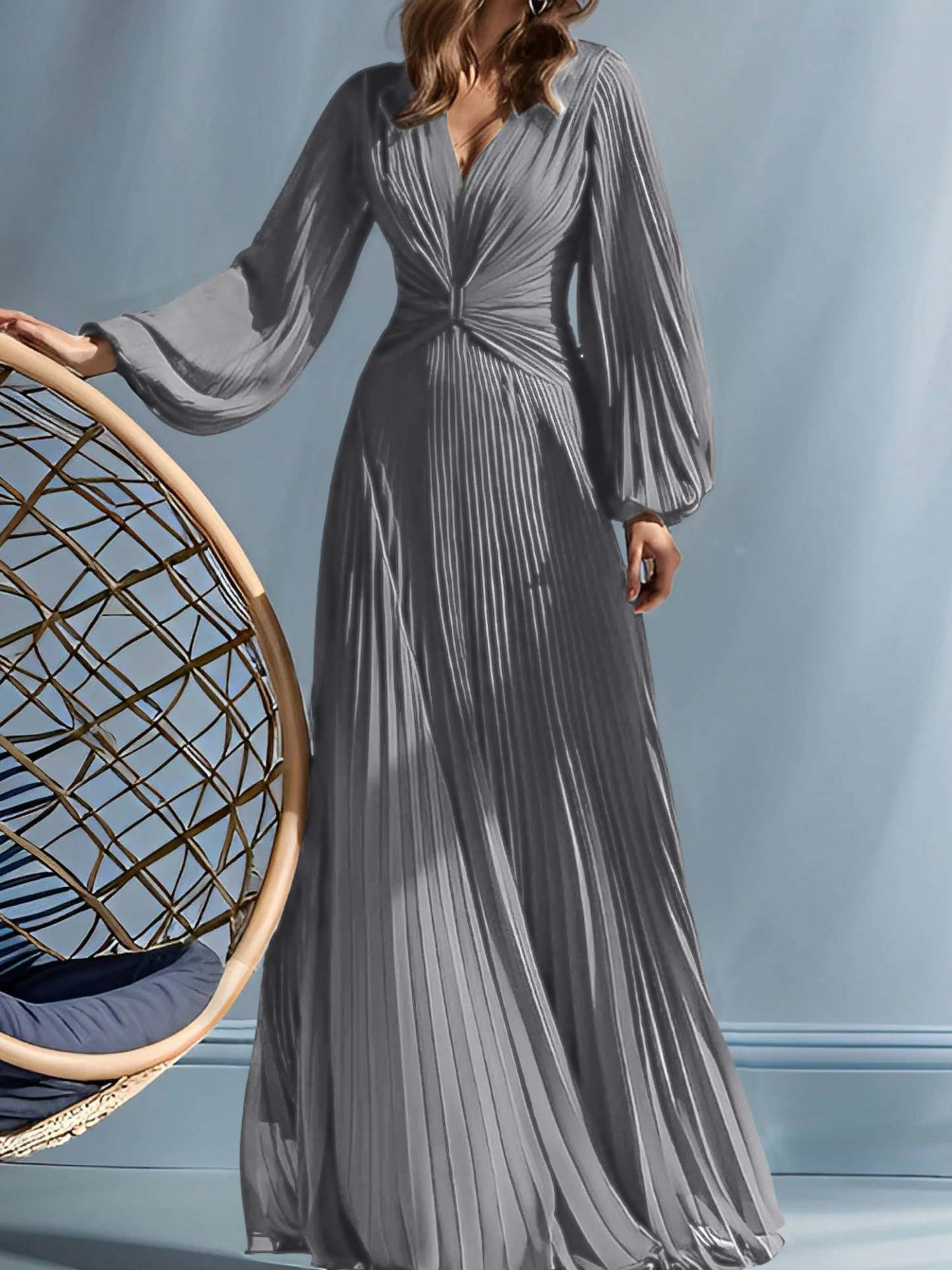 V-Neck A-Line Princess Gown for the Mother of the Bride with Ruched Detail-BMbridal