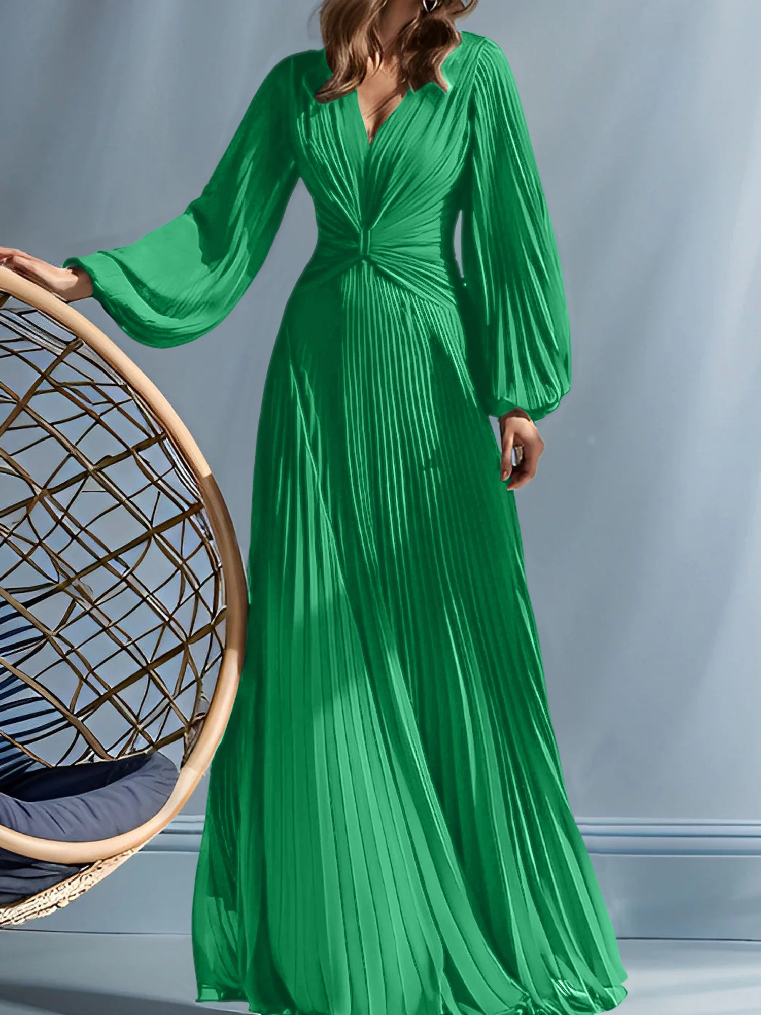V-Neck A-Line Princess Gown for the Mother of the Bride with Ruched Detail-BMbridal