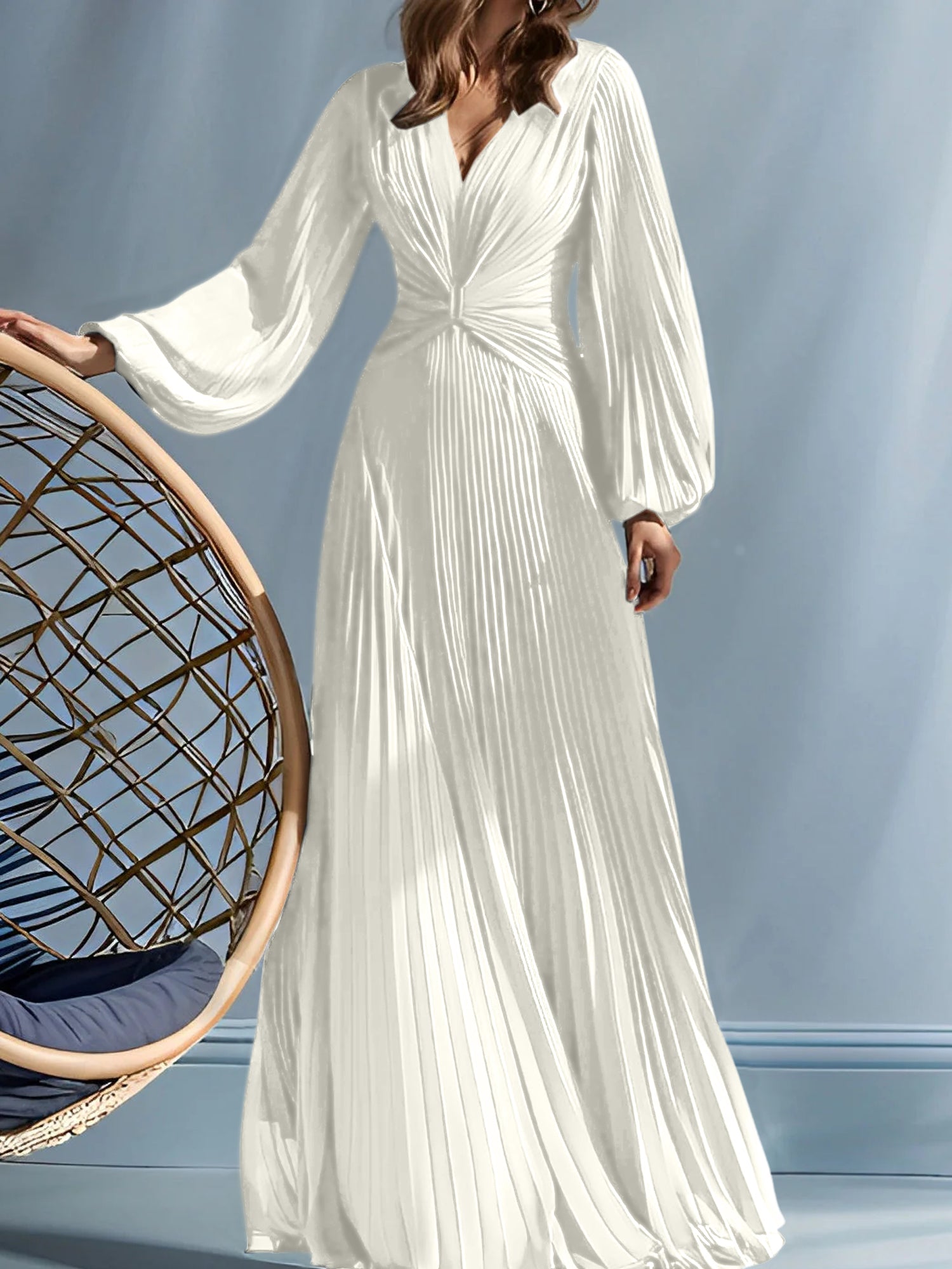 V-Neck A-Line Princess Gown for the Mother of the Bride with Ruched Detail-BMbridal