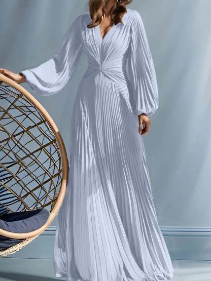 V-Neck A-Line Princess Gown for the Mother of the Bride with Ruched Detail-BMbridal
