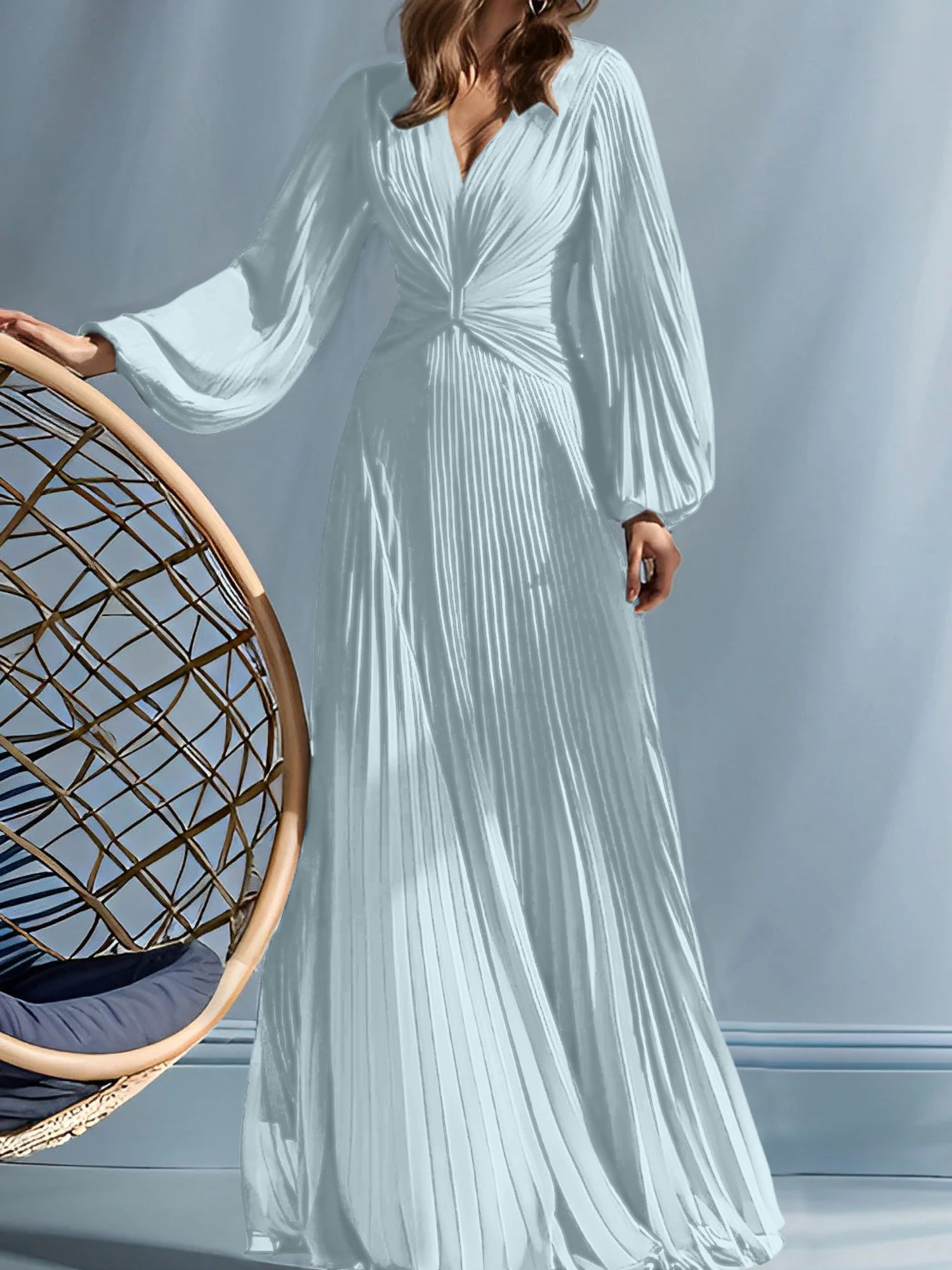 V-Neck A-Line Princess Gown for the Mother of the Bride with Ruched Detail-BMbridal
