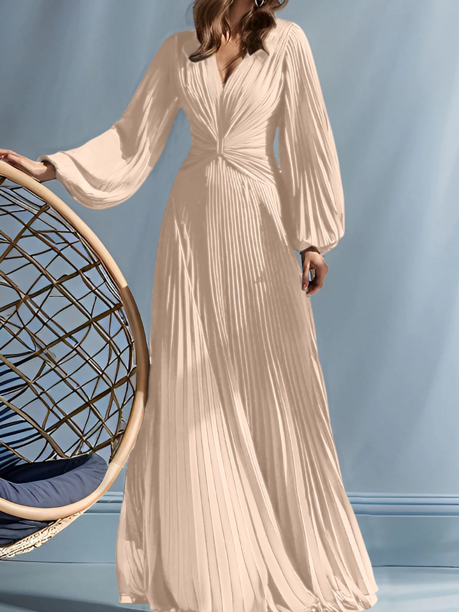 V-Neck A-Line Princess Gown for the Mother of the Bride with Ruched Detail-BMbridal