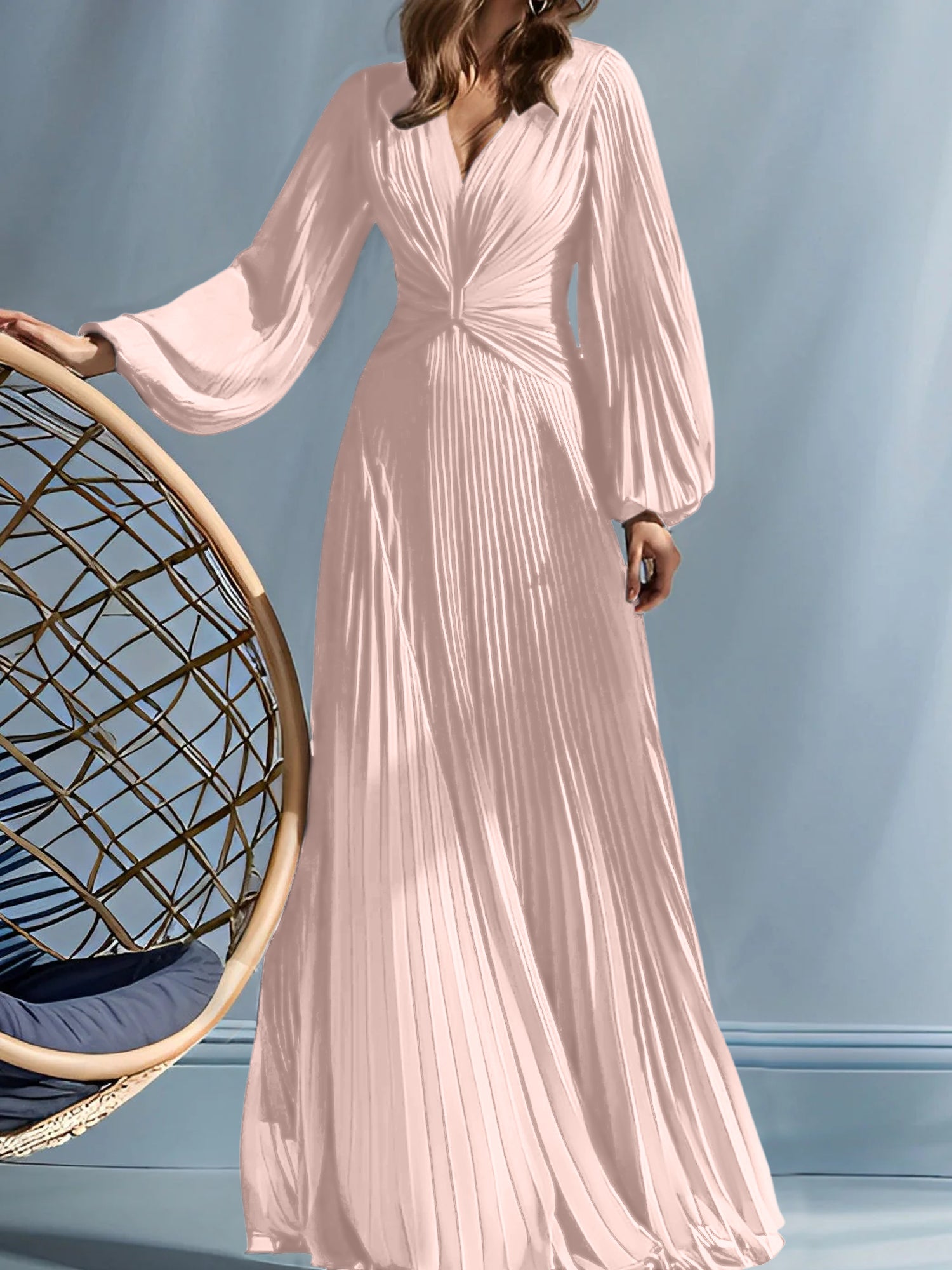 V-Neck A-Line Princess Gown for the Mother of the Bride with Ruched Detail-BMbridal