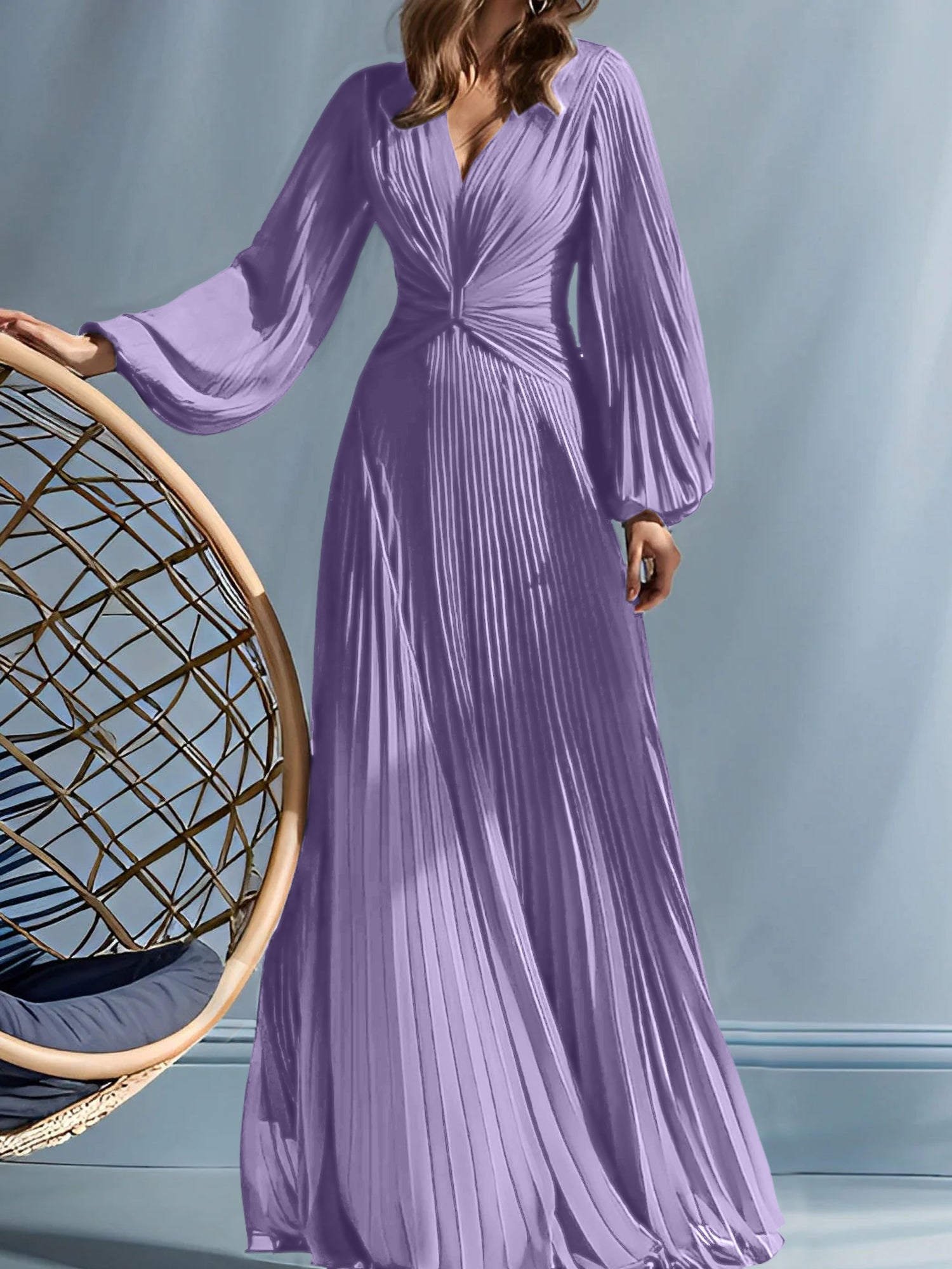V-Neck A-Line Princess Gown for the Mother of the Bride with Ruched Detail-BMbridal