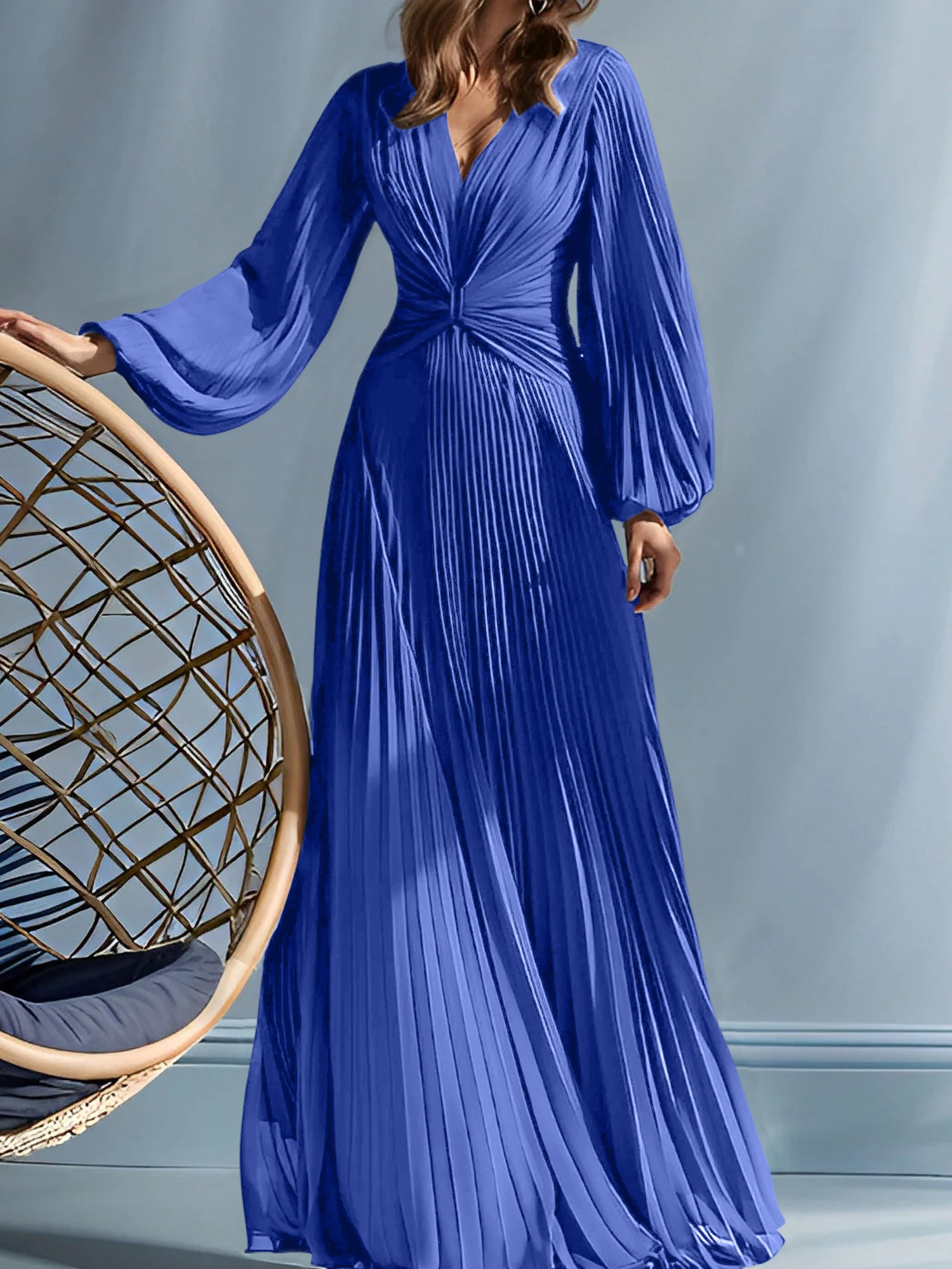 V-Neck A-Line Princess Gown for the Mother of the Bride with Ruched Detail-BMbridal