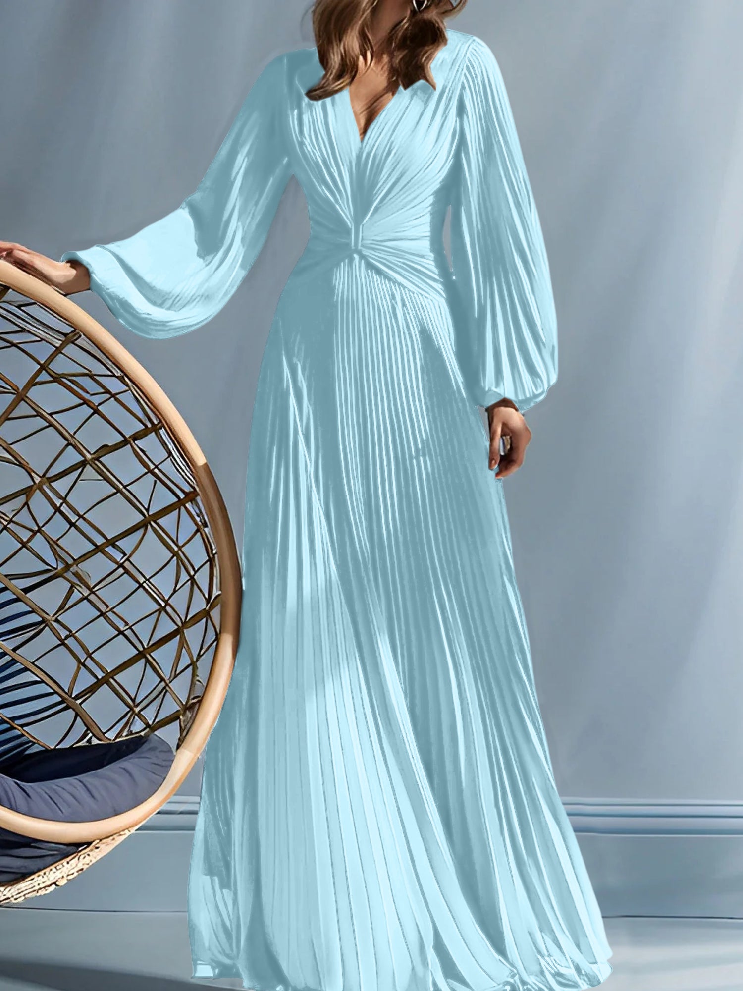 V-Neck A-Line Princess Gown for the Mother of the Bride with Ruched Detail-BMbridal