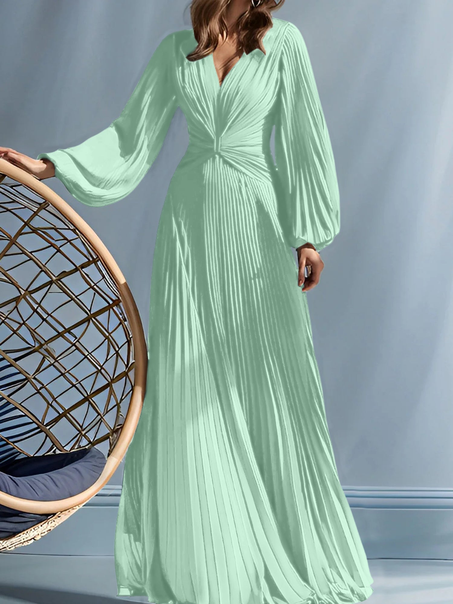 V-Neck A-Line Princess Gown for the Mother of the Bride with Ruched Detail-BMbridal