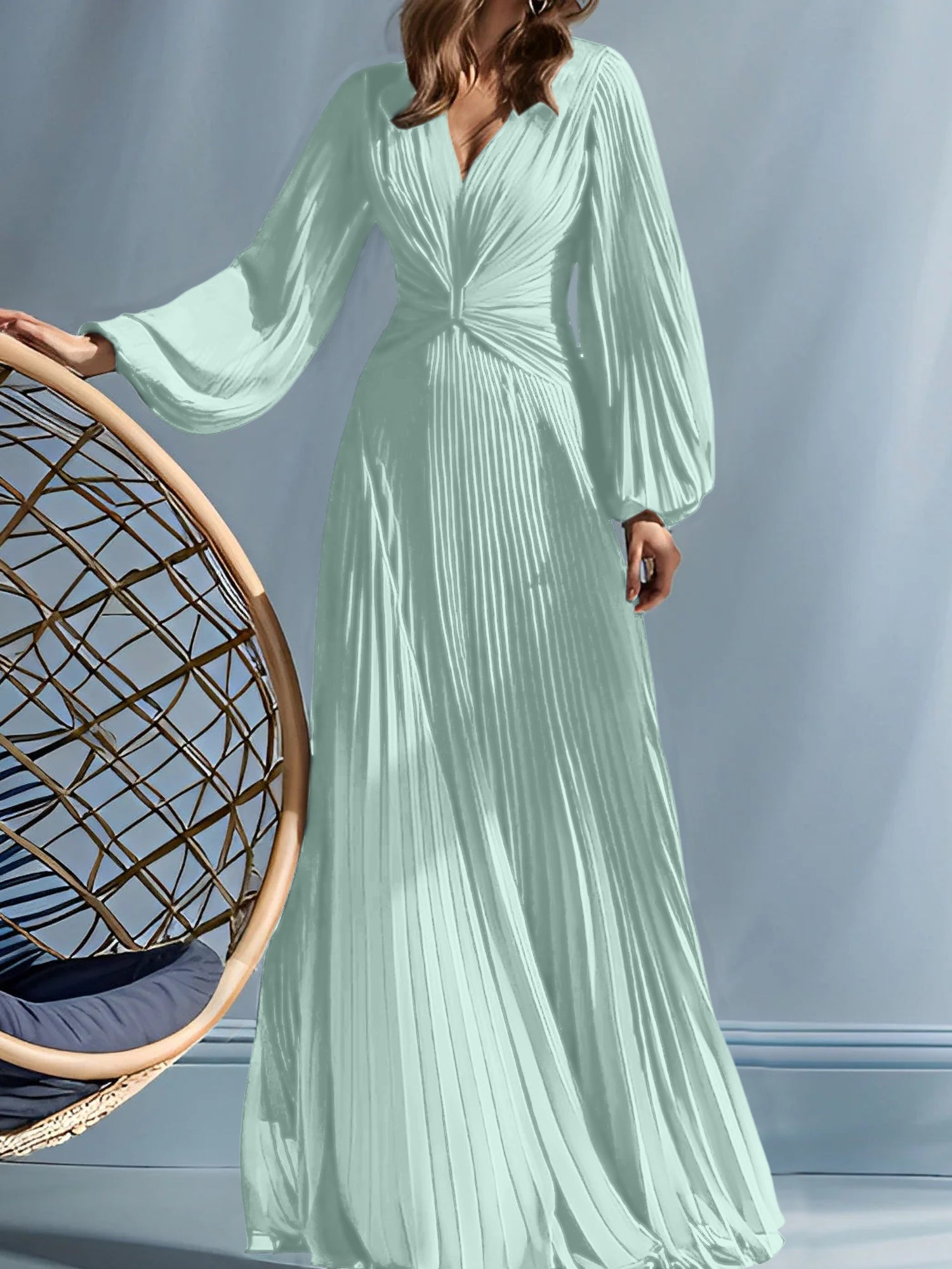 V-Neck A-Line Princess Gown for the Mother of the Bride with Ruched Detail-BMbridal