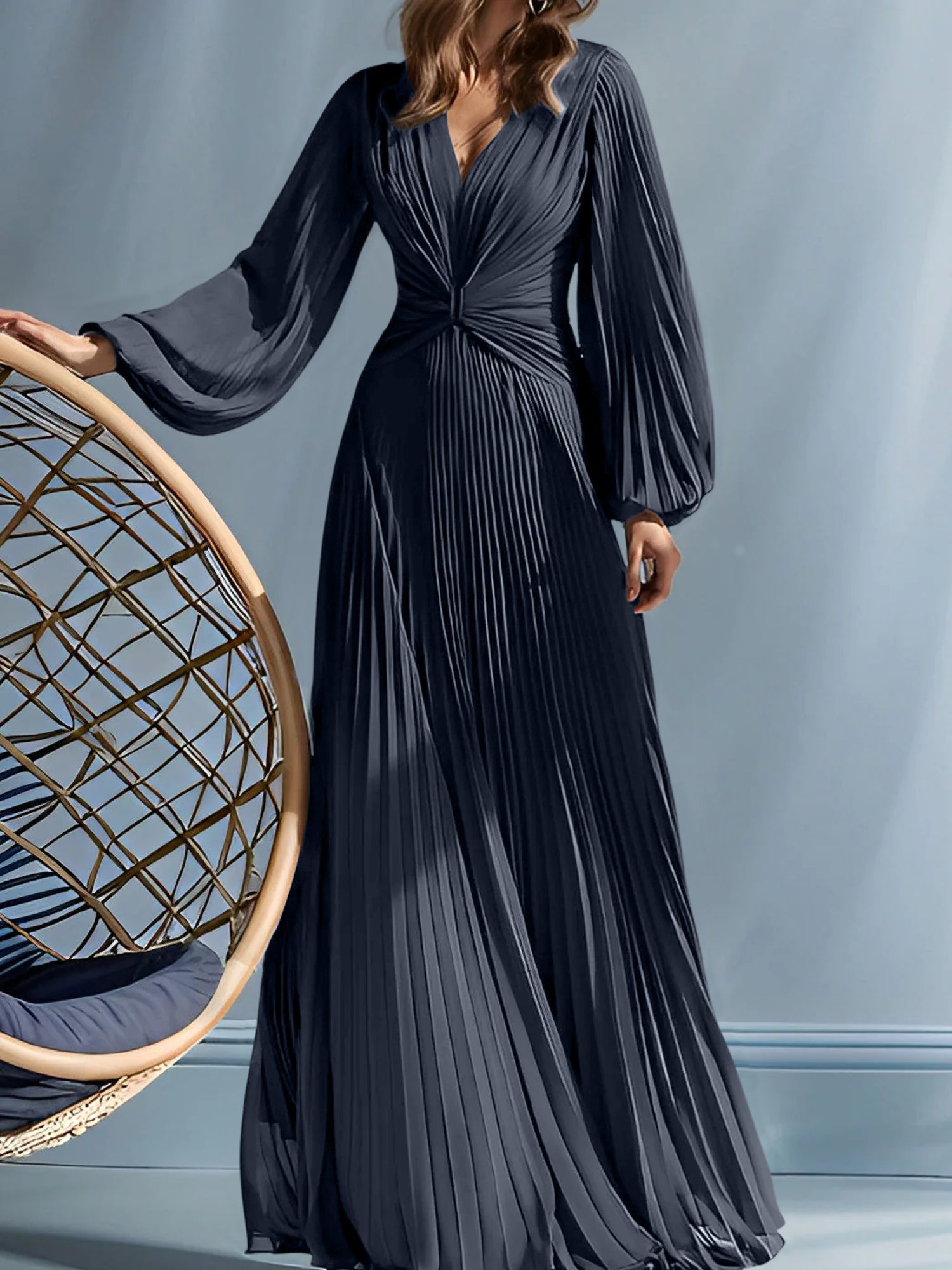 V-Neck A-Line Princess Gown for the Mother of the Bride with Ruched Detail-BMbridal
