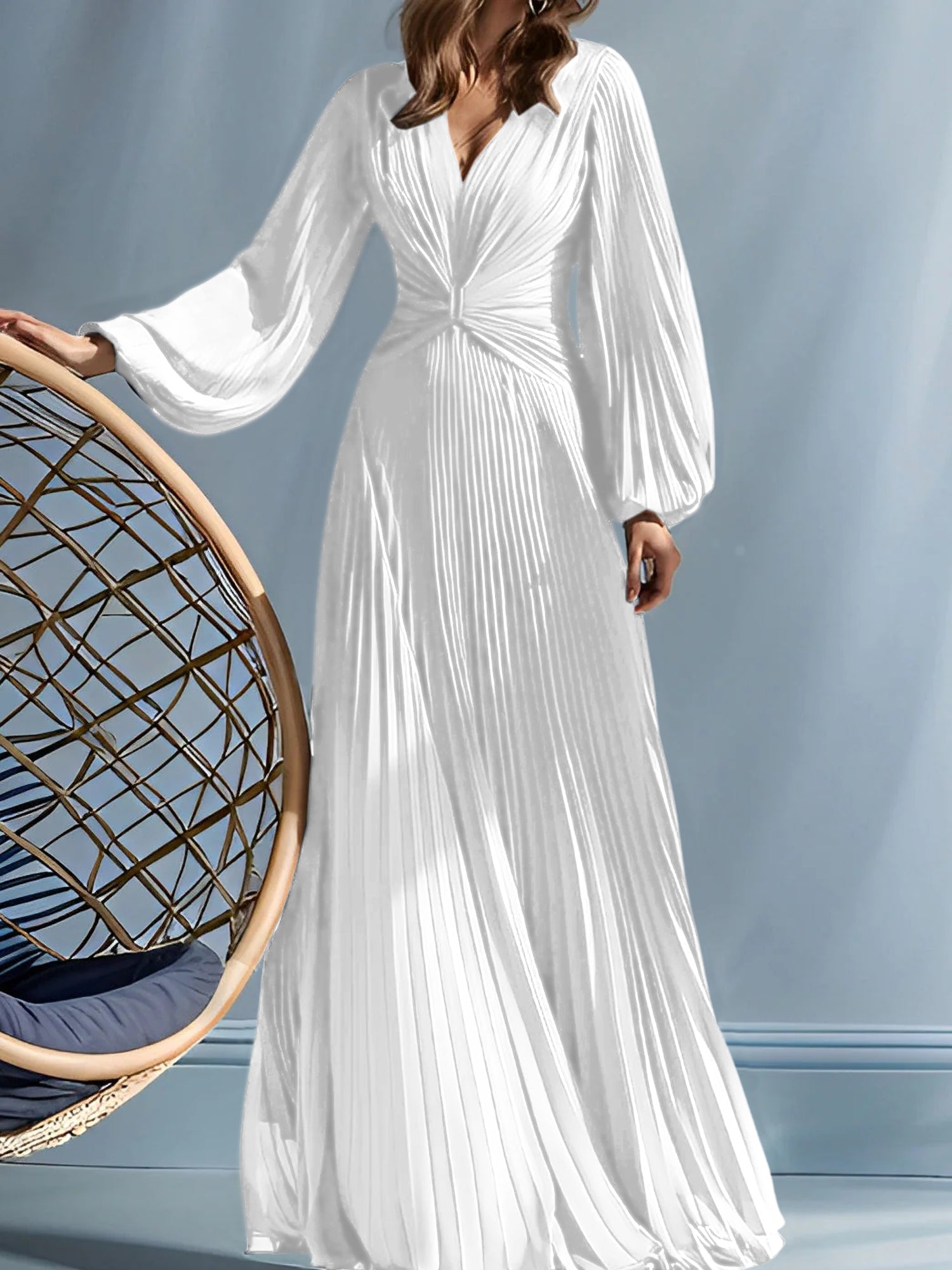 V-Neck A-Line Princess Gown for the Mother of the Bride with Ruched Detail-BMbridal