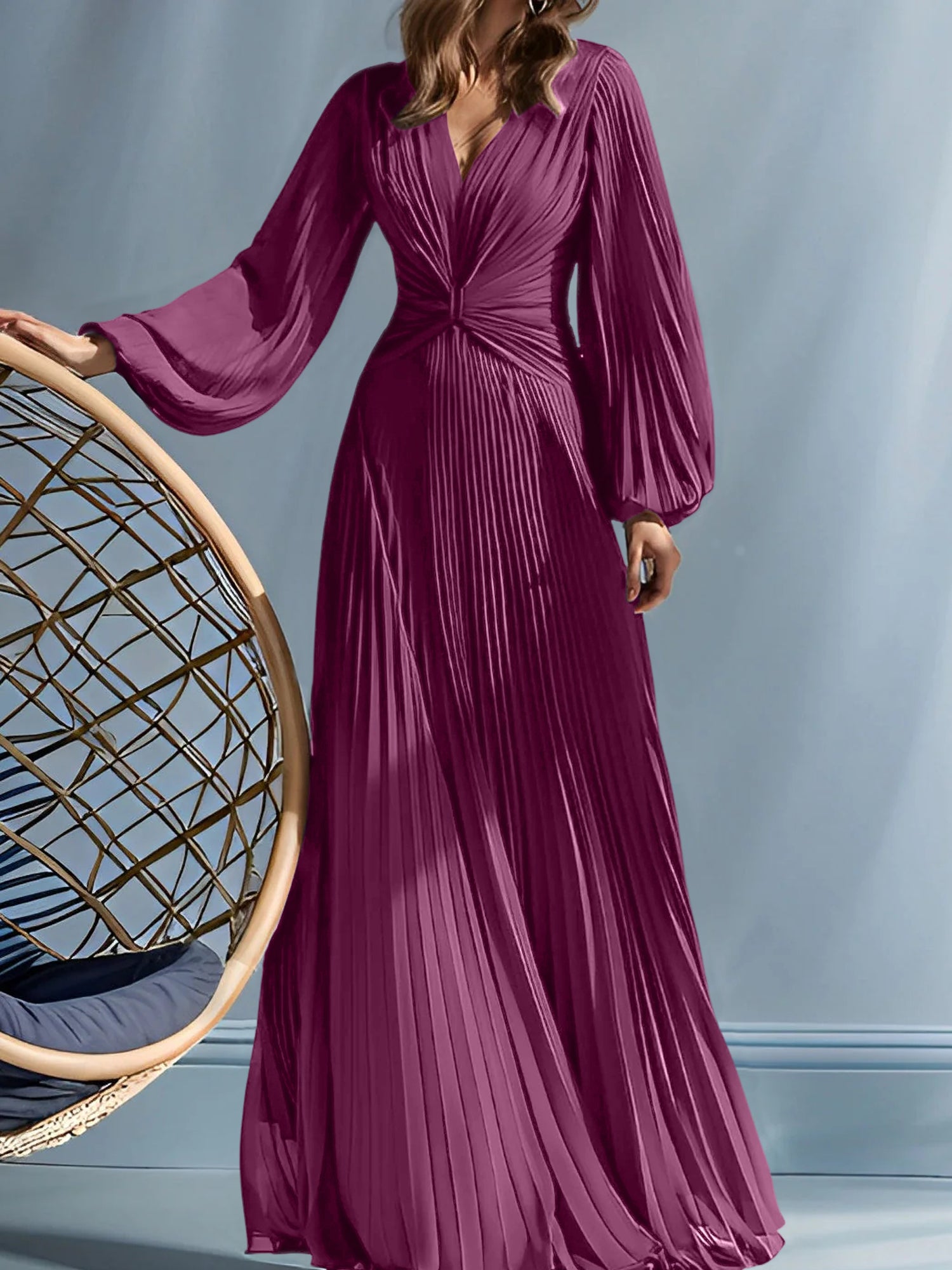 V-Neck A-Line Princess Gown for the Mother of the Bride with Ruched Detail-BMbridal