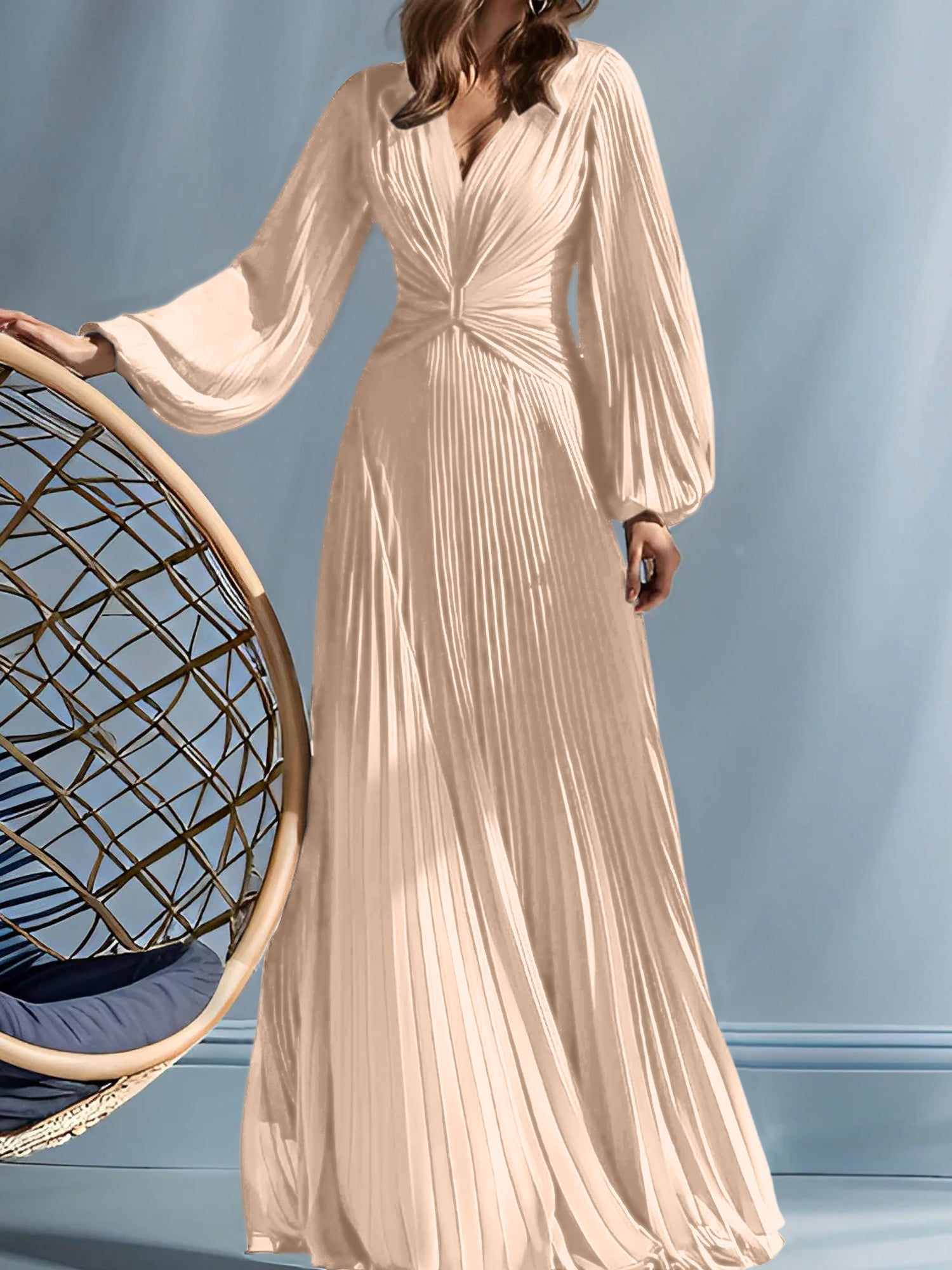 V-Neck A-Line Princess Gown for the Mother of the Bride with Ruched Detail-BMbridal