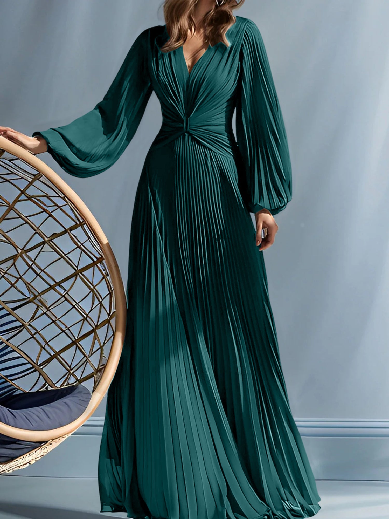 V-Neck A-Line Princess Gown for the Mother of the Bride with Ruched Detail-BMbridal