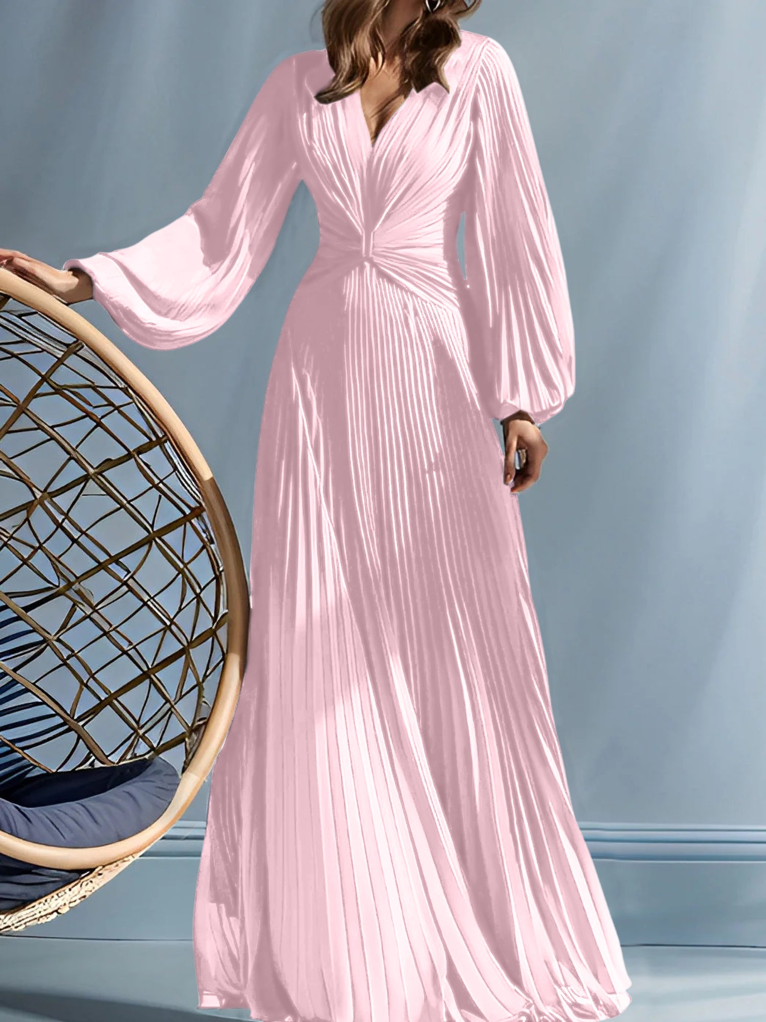 V-Neck A-Line Princess Gown for the Mother of the Bride with Ruched Detail-BMbridal