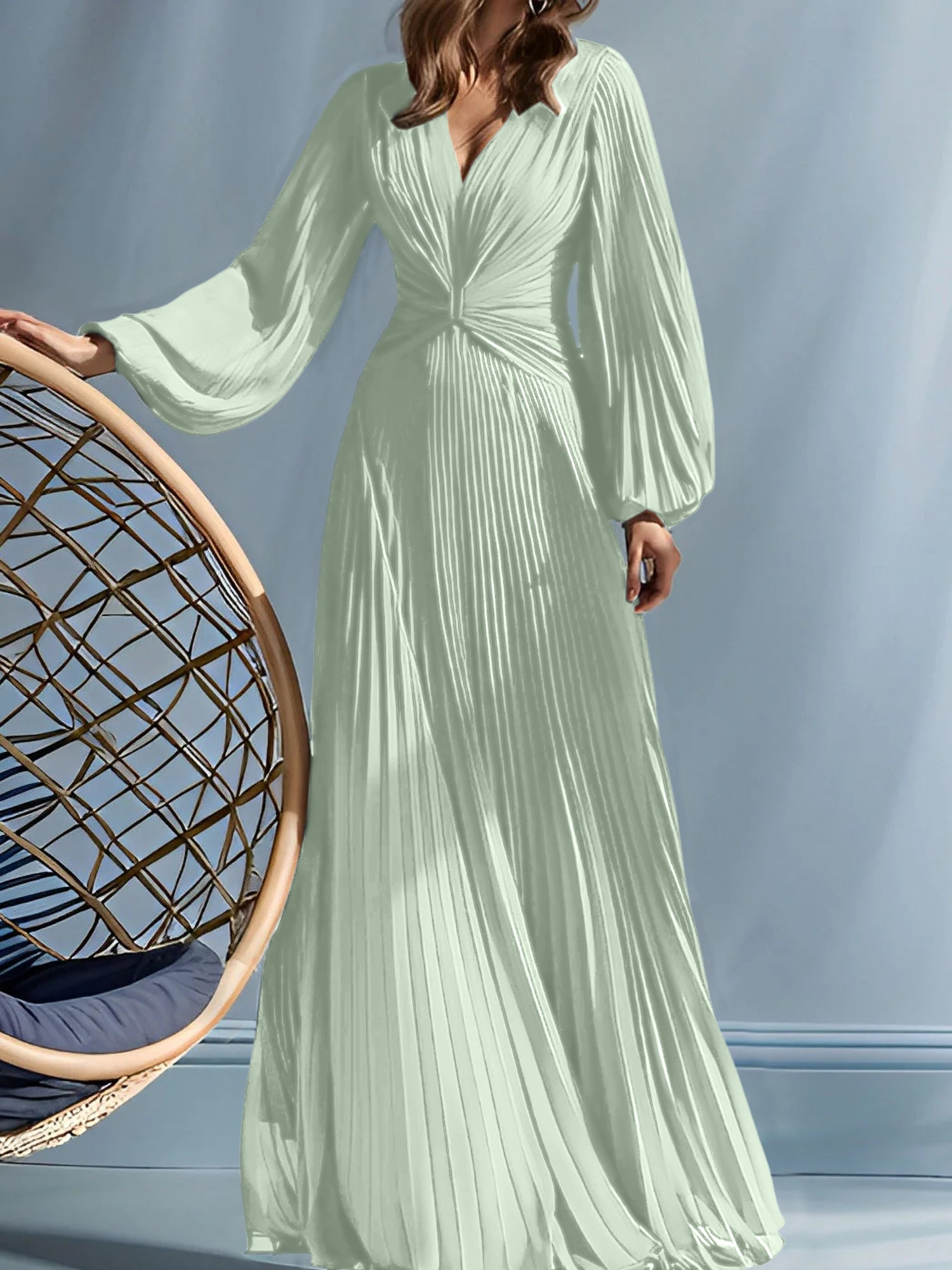 V-Neck A-Line Princess Gown for the Mother of the Bride with Ruched Detail-BMbridal