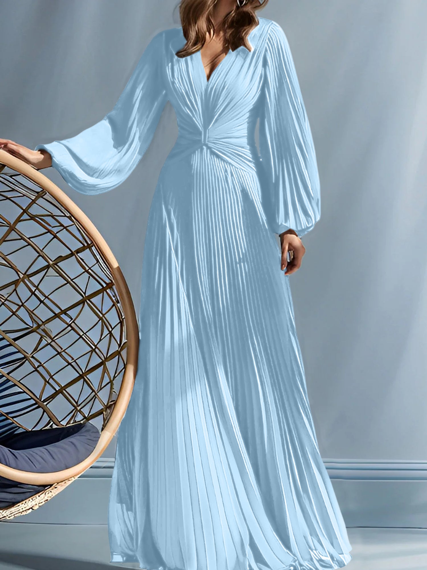 V-Neck A-Line Princess Gown for the Mother of the Bride with Ruched Detail-BMbridal