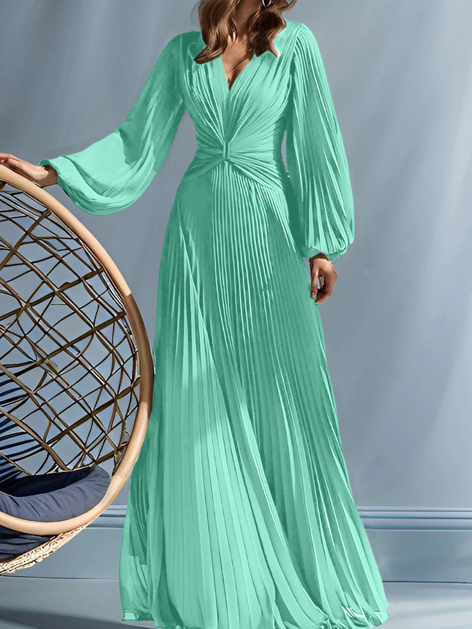 V-Neck A-Line Princess Gown for the Mother of the Bride with Ruched Detail-BMbridal