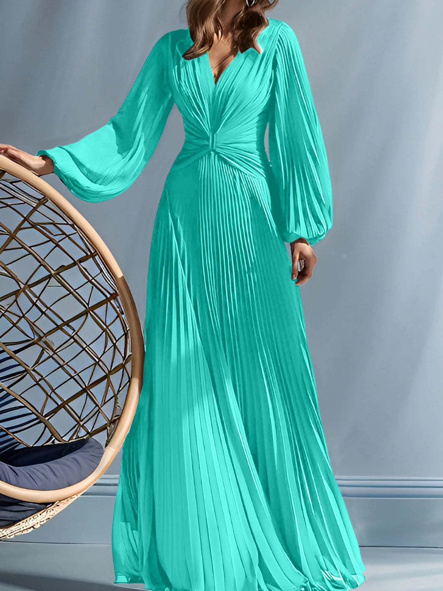 V-Neck A-Line Princess Gown for the Mother of the Bride with Ruched Detail-BMbridal