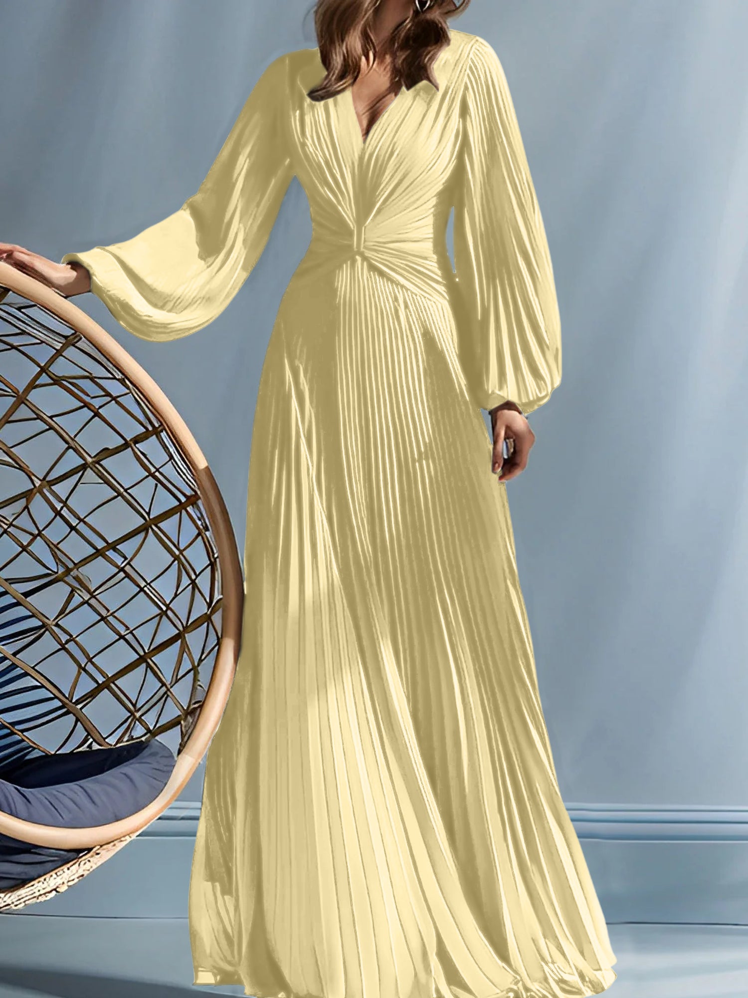 V-Neck A-Line Princess Gown for the Mother of the Bride with Ruched Detail-BMbridal