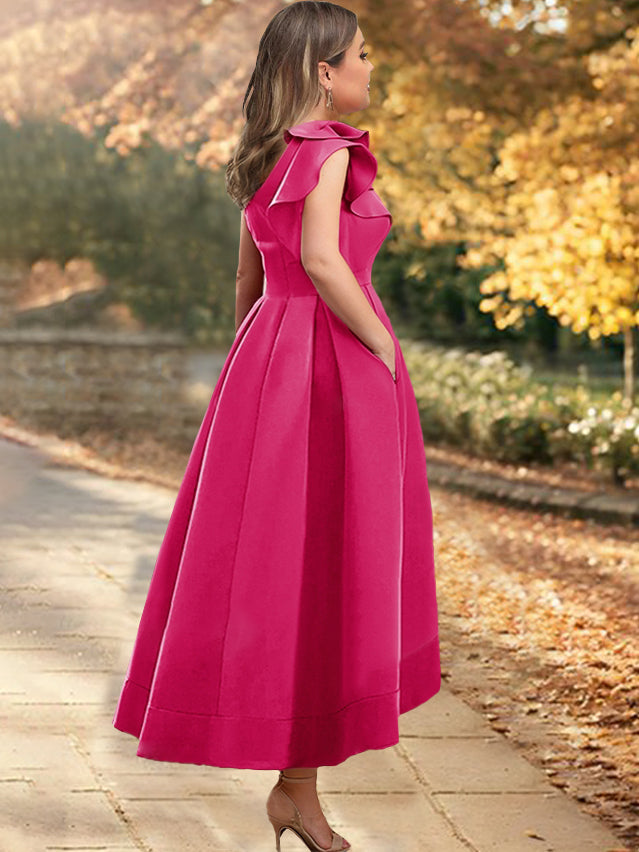 One-Shoulder Asymmetrical A-Line Princess Dress for the Mother of the Bride Sleeveless with Ruffles-BMbridal