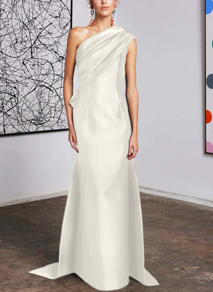 One-Shoulder Sheath/Column Gown for the Mother of the Bride-BMbridal