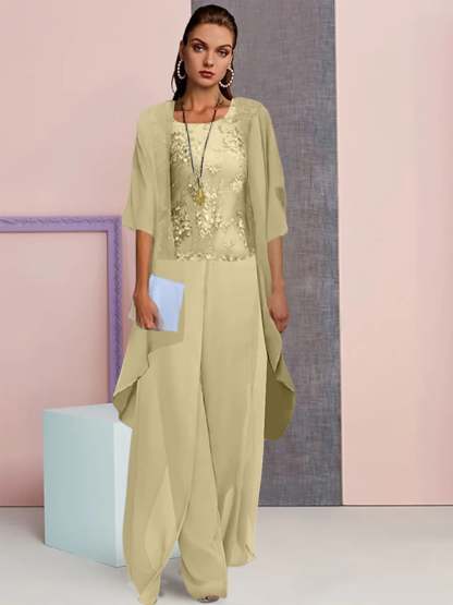 Elegant Mother of the Bride Jacket and Pantsuits in Chiffon