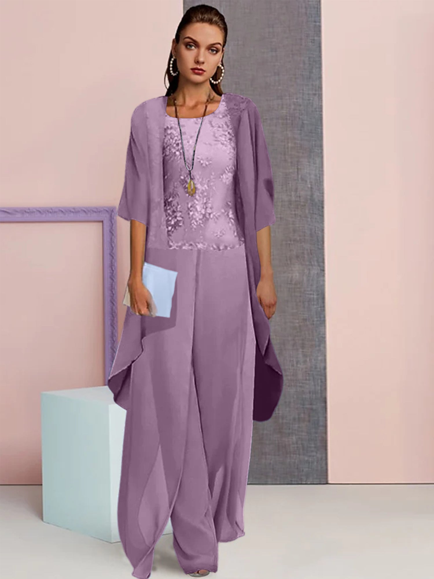 Elegant Mother of the Bride Jacket and Pantsuits in Chiffon