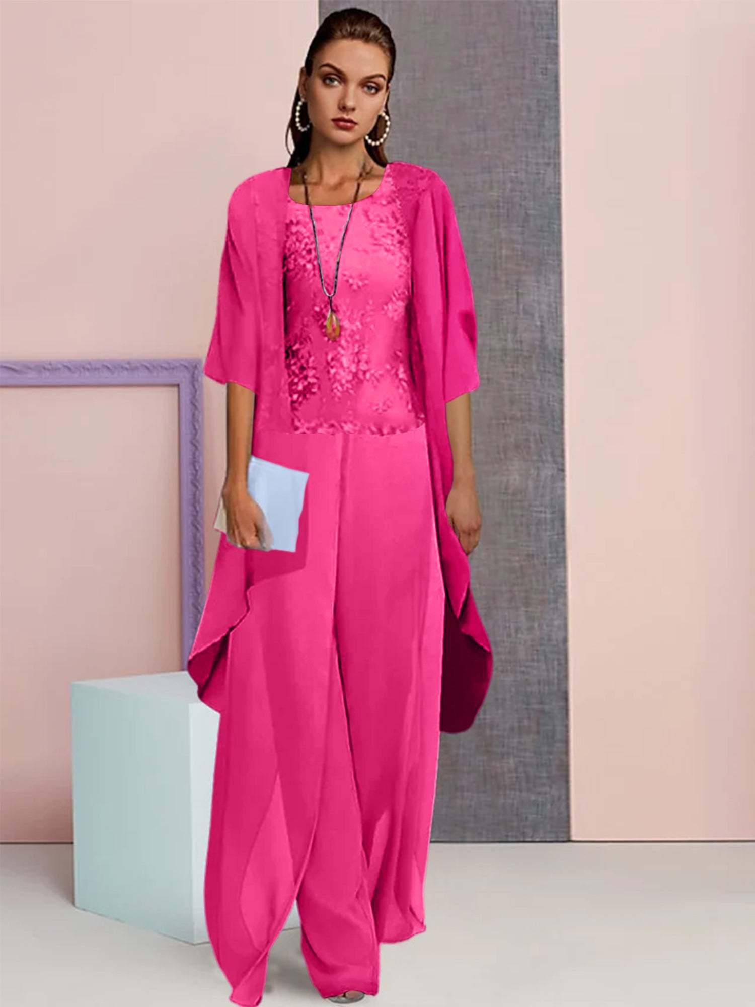 Elegant Mother of the Bride Jacket and Pantsuits in Chiffon