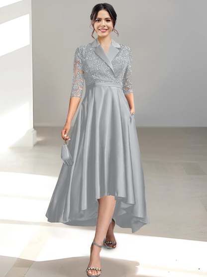 V-Neck Tea-Length Sheath/Column Dresses for the Mother of the Bride