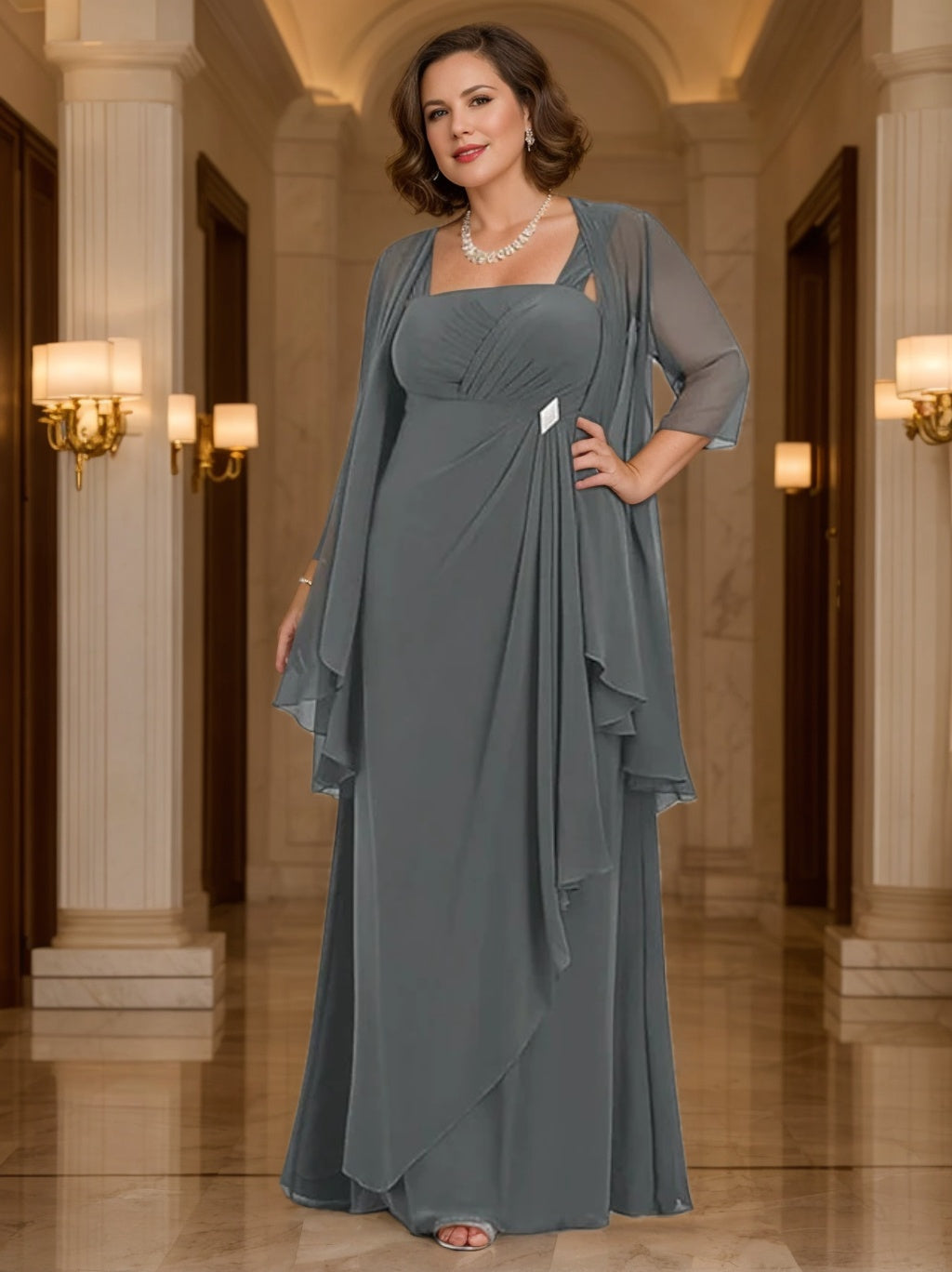 Spaghetti Strap A-Line Princess Mother of the Bride Dress with Jacket