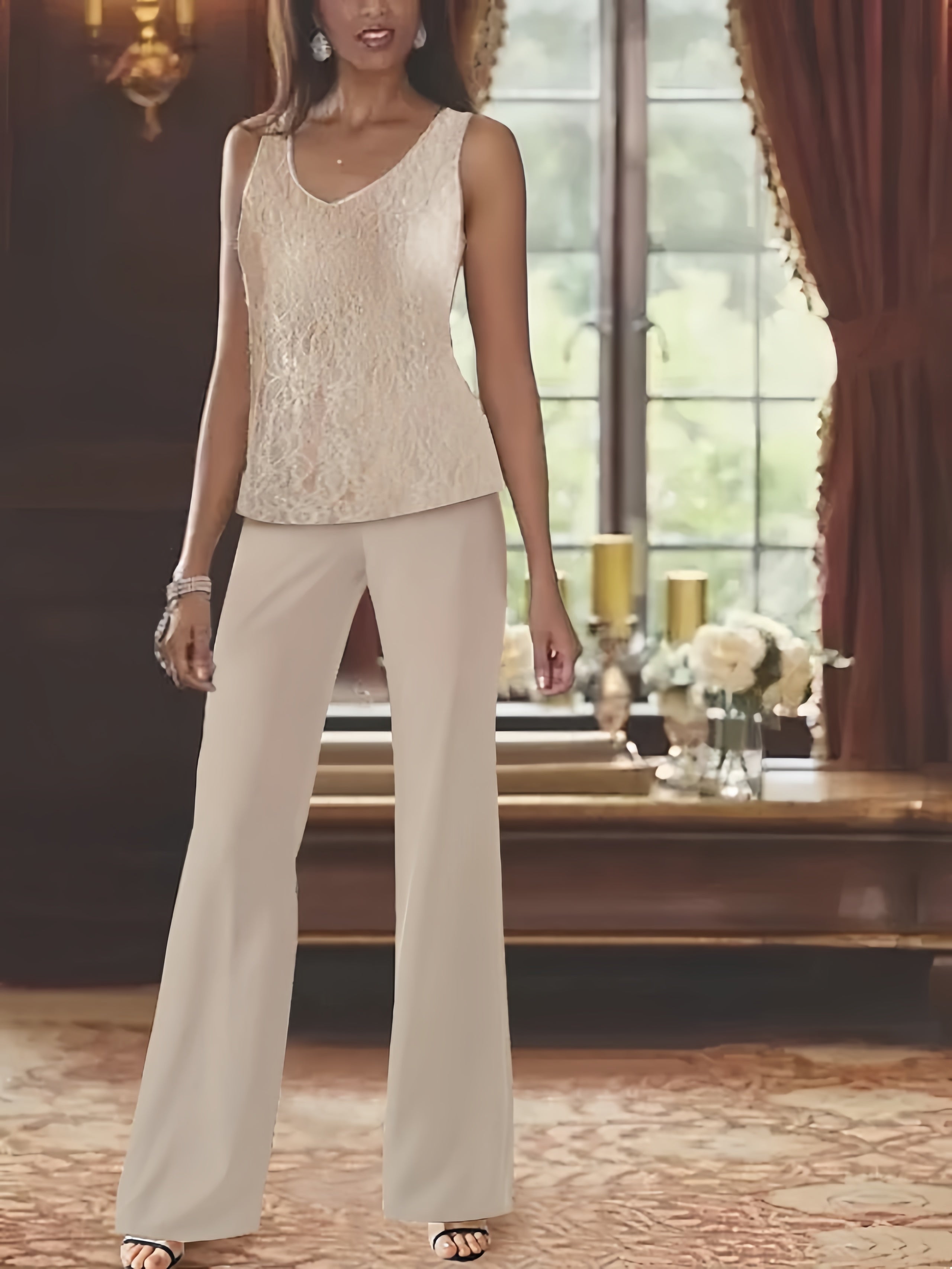 Elegant Mother of the Bride Pantsuits in Chiffon with Jacket-BMbridal