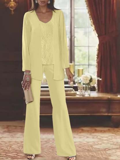 Elegant Mother of the Bride Pantsuits in Chiffon with Jacket-BMbridal
