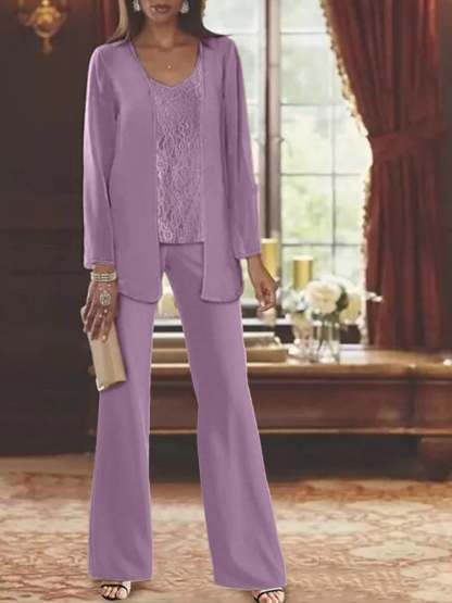 Elegant Mother of the Bride Pantsuits in Chiffon with Jacket-BMbridal