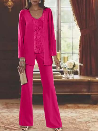 Elegant Mother of the Bride Pantsuits in Chiffon with Jacket-BMbridal