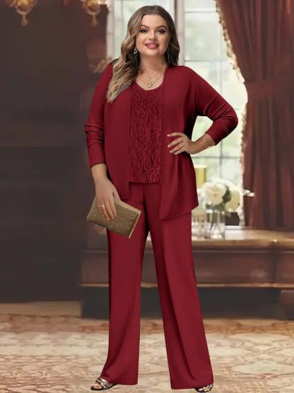 Plus Size Chiffon Pantsuits with Jacket for the Mother of the Bride