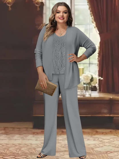 Plus Size Chiffon Pantsuits with Jacket for the Mother of the Bride