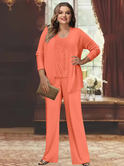 Plus Size Chiffon Pantsuits with Jacket for the Mother of the Bride