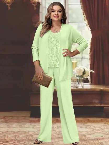 Plus Size Chiffon Pantsuits with Jacket for the Mother of the Bride
