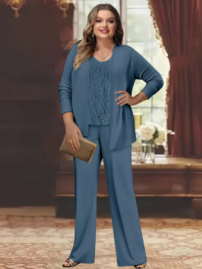 Plus Size Chiffon Pantsuits with Jacket for the Mother of the Bride