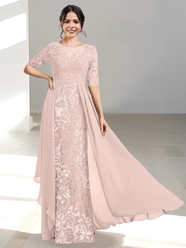 Floor-Length Mother of the Bride Dresses with A-Line and Princess Scoop Necklines