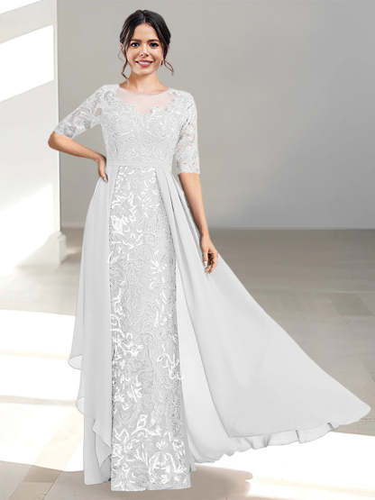 Floor-Length Mother of the Bride Dresses with A-Line and Princess Scoop Necklines