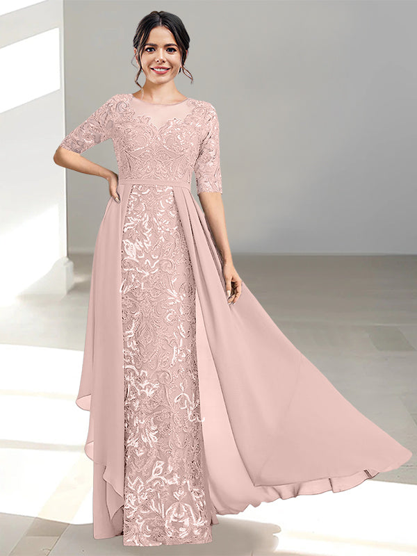 Floor-Length Mother of the Bride Dresses with A-Line and Princess Scoop Necklines