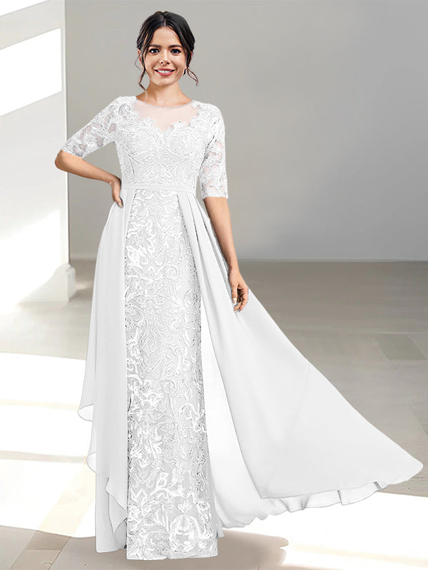Floor-Length Mother of the Bride Dresses with A-Line and Princess Scoop Necklines