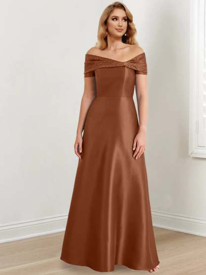 Floor-Length Off-the-Shoulder Mother of the Bride A-Line/Princess Dresses-BMbridal
