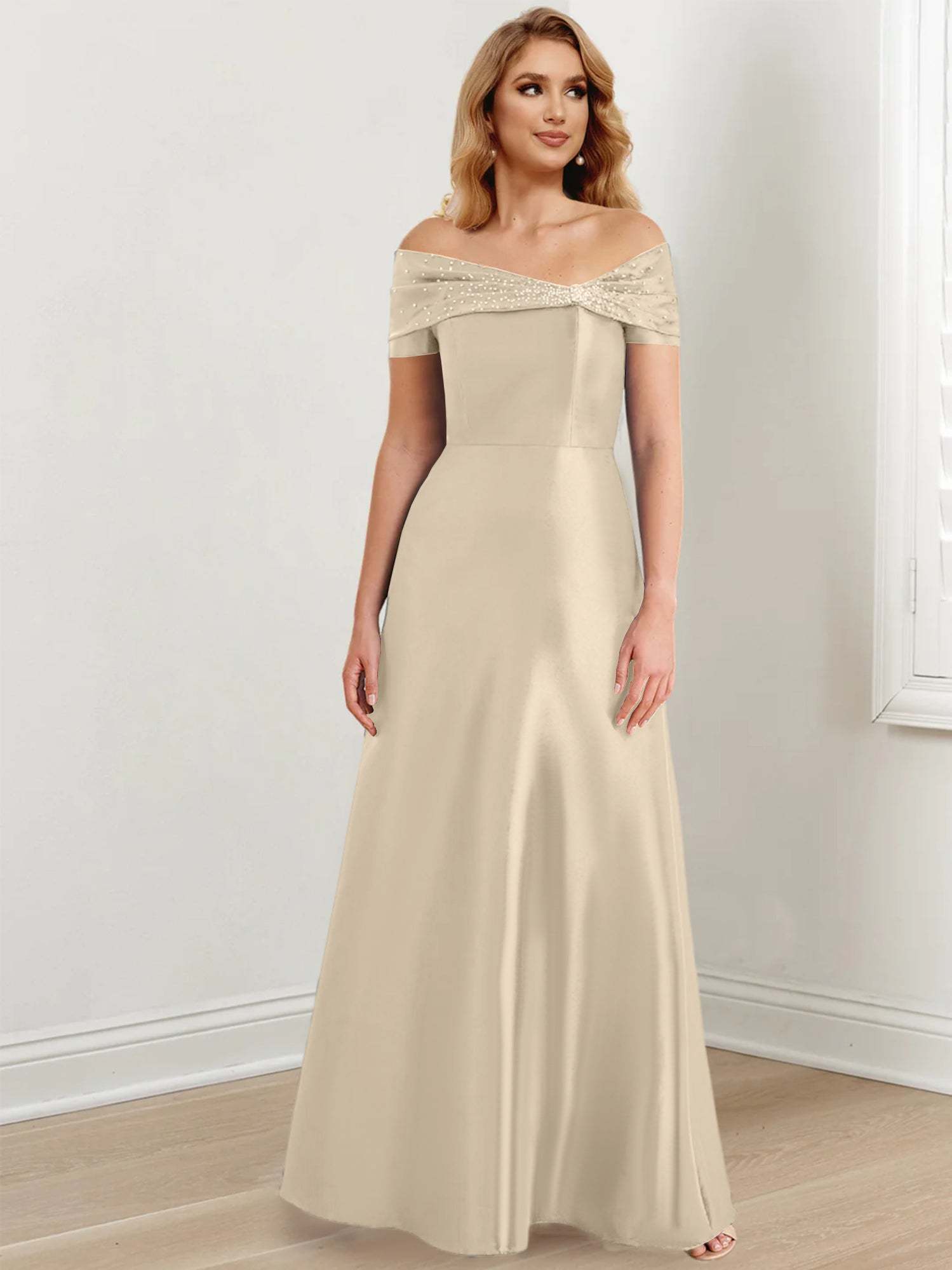 Floor-Length Off-the-Shoulder Mother of the Bride A-Line/Princess Dresses-BMbridal