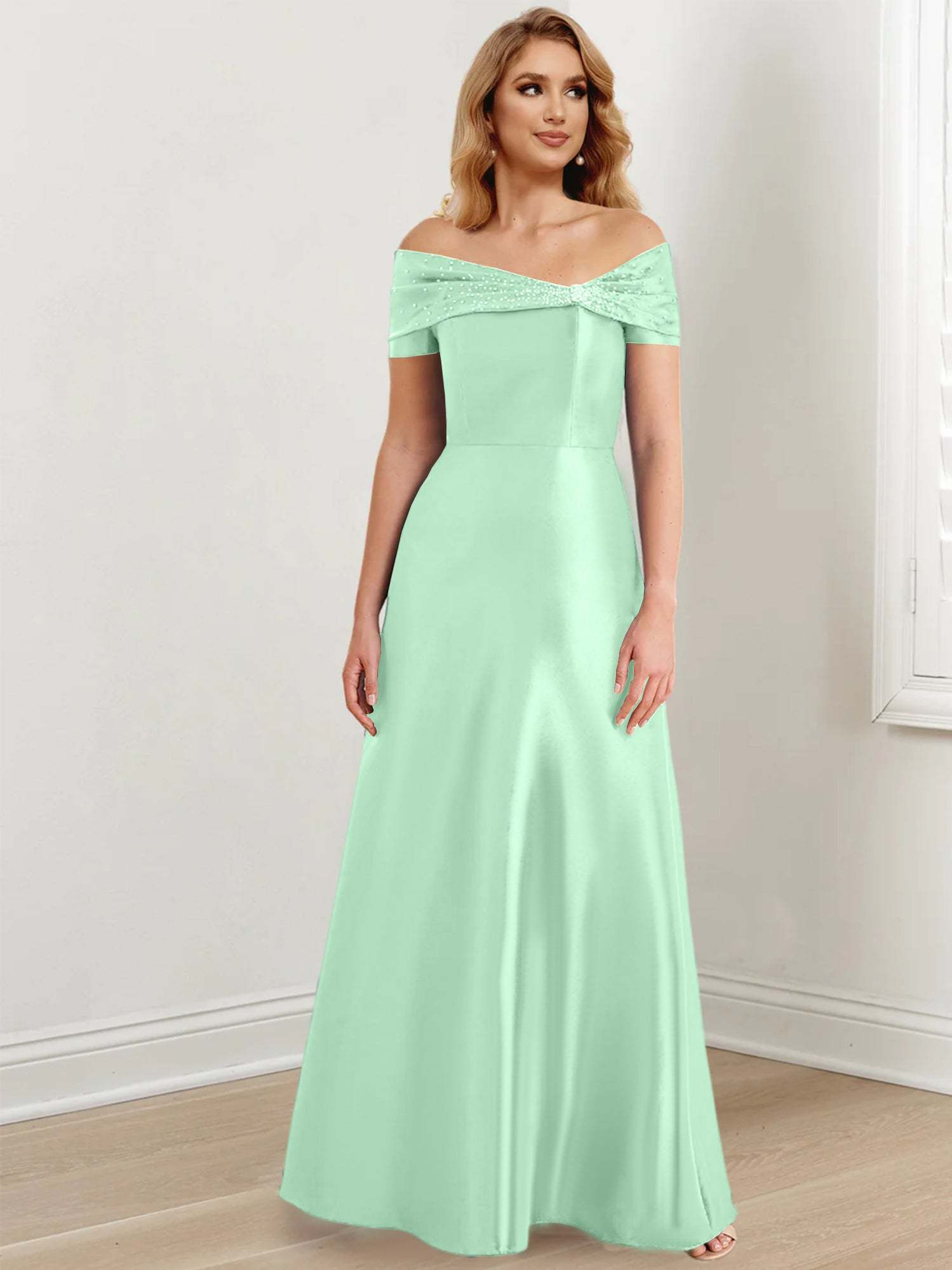 Floor-Length Off-the-Shoulder Mother of the Bride A-Line/Princess Dresses-BMbridal