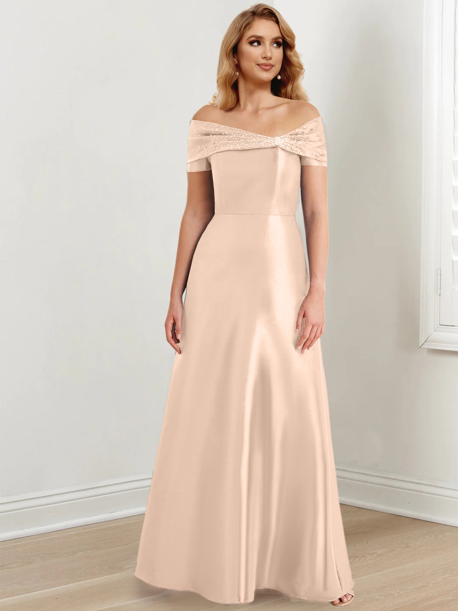Floor-Length Off-the-Shoulder Mother of the Bride A-Line/Princess Dresses-BMbridal