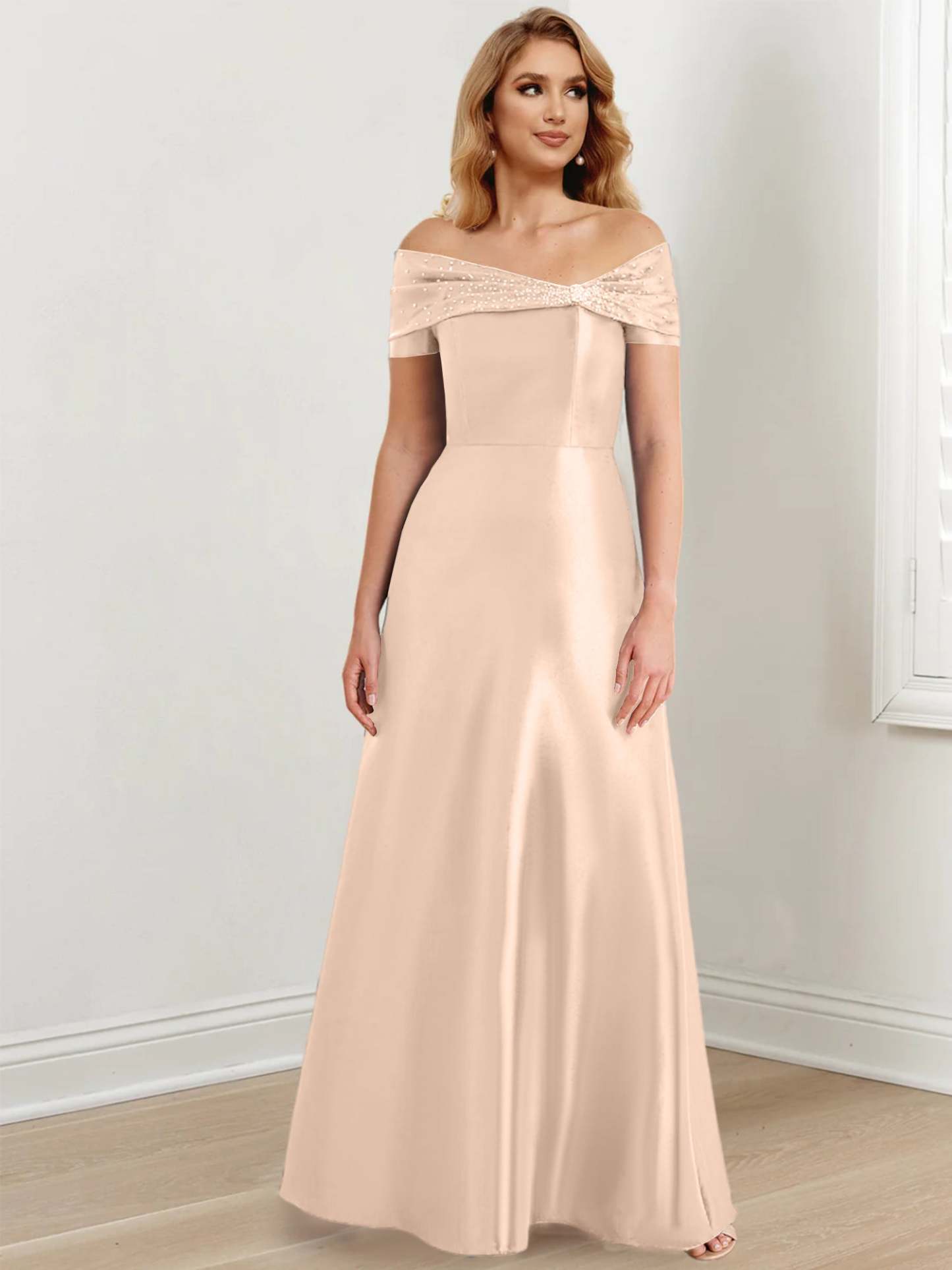Floor-Length Off-the-Shoulder Mother of the Bride A-Line/Princess Dresses-BMbridal